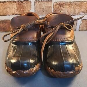 Kenetrek Duck Shoes Mens Sz 8 Brown  Leather Rubber Camp Moc Hunting Slip On EUC
